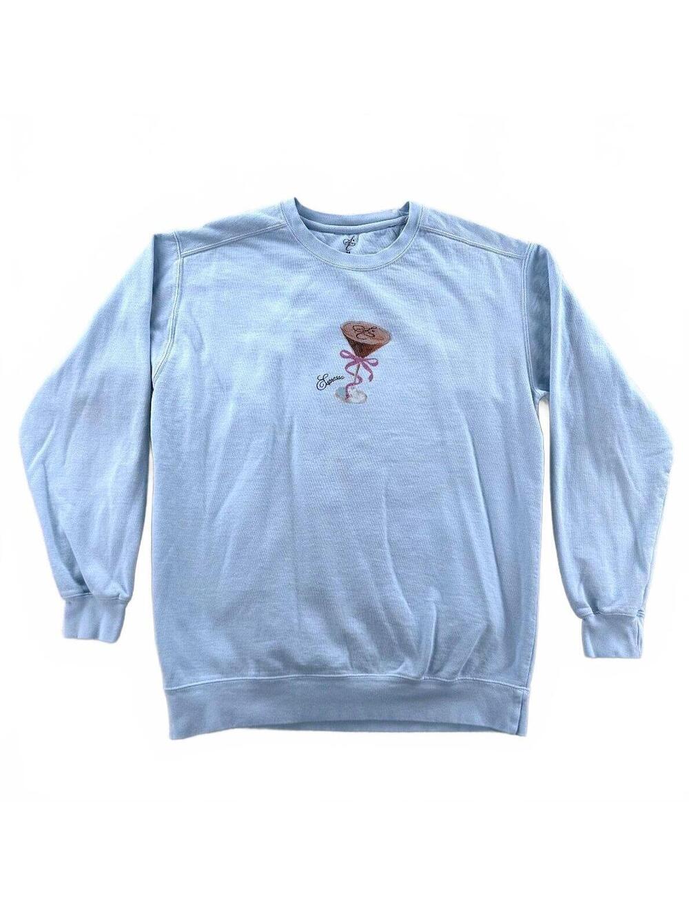 Sabrina Carpenter Espresso Light Blue Crewneck Sweatshirt Official Merchandise